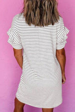 Stripe Round Neck Short Sleeve Mini Dress for a perfect OOTD – dress to impress outfits from Amexza