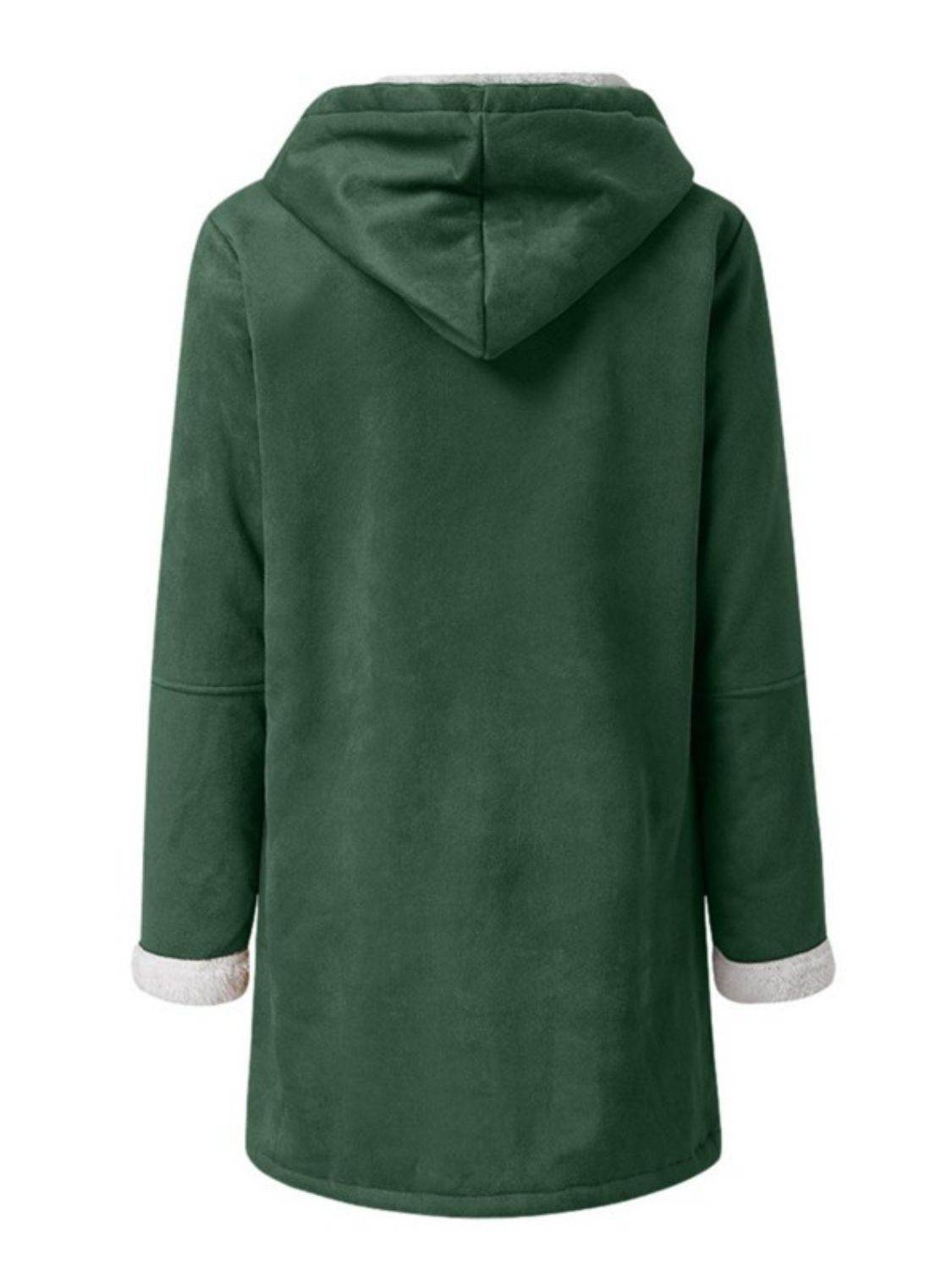 Full Size Pocketed Long Sleeve Hooded Toggle Jacket - Amexza