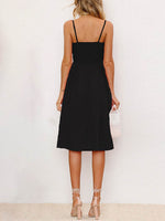 Cutout Smocked Sweetheart Neck Cami Dress - Amexza