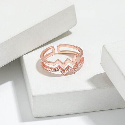 Wave Shape Inlaid Zircon Open Ring for a perfect OOTD – dress to impress outfits from Amexza