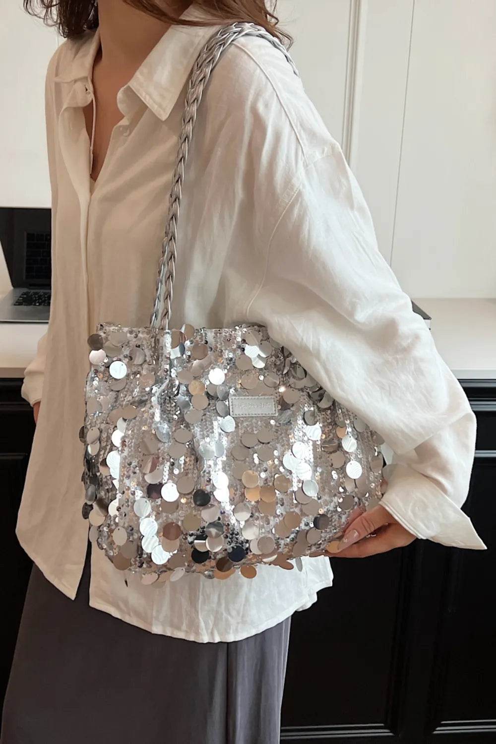 Sequin Braided Strap Shoulder Bag for a perfect OOTD – dress to impress outfits from Amexza