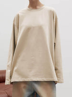 Round Neck Dropped Shoulder Long Sleeve T-Shirt - Amexza