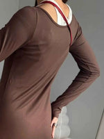 Contrast Long Sleeve Maxi Dress