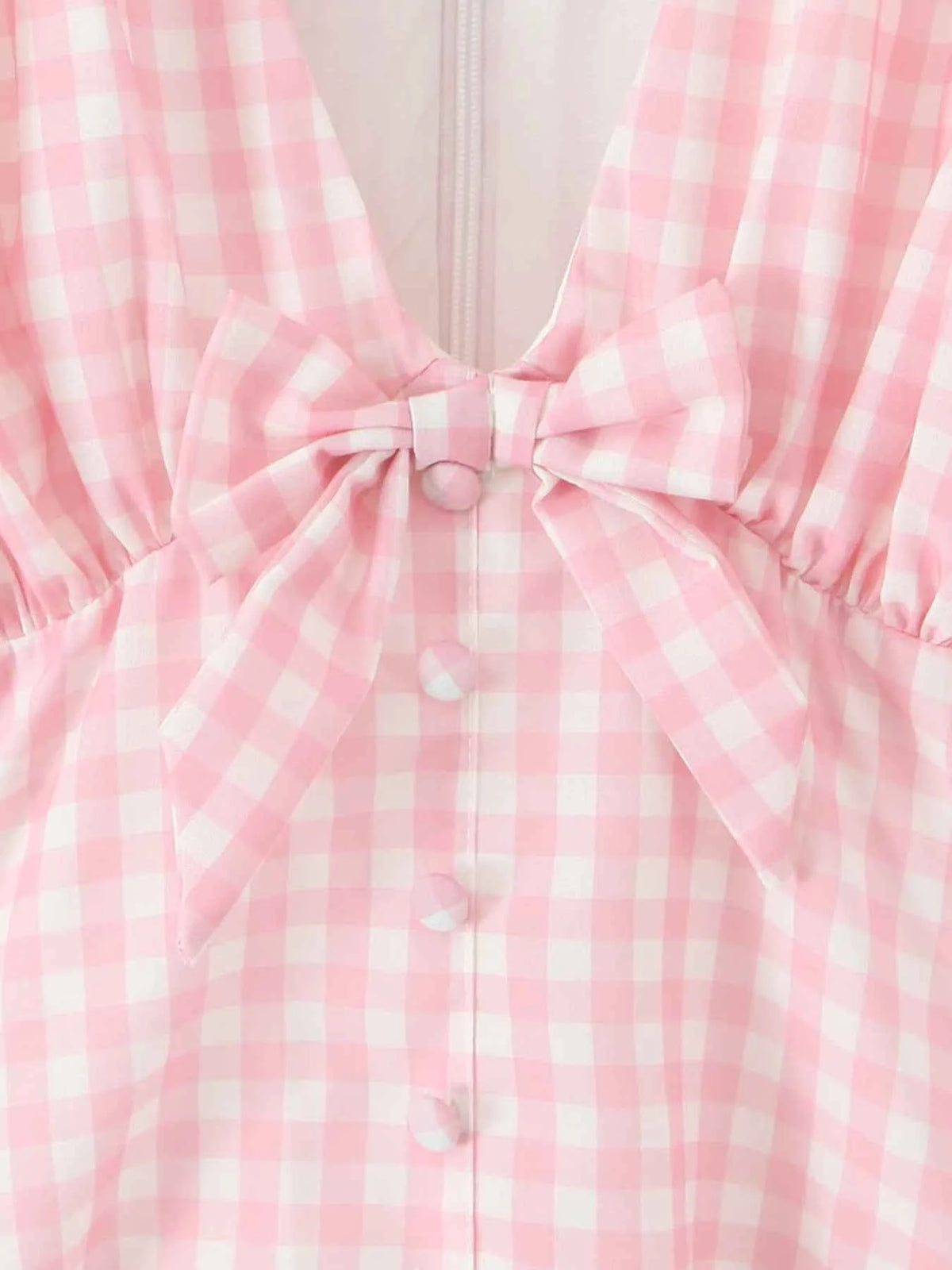 Gingham Ruffle Mini Dress with Lace Trim