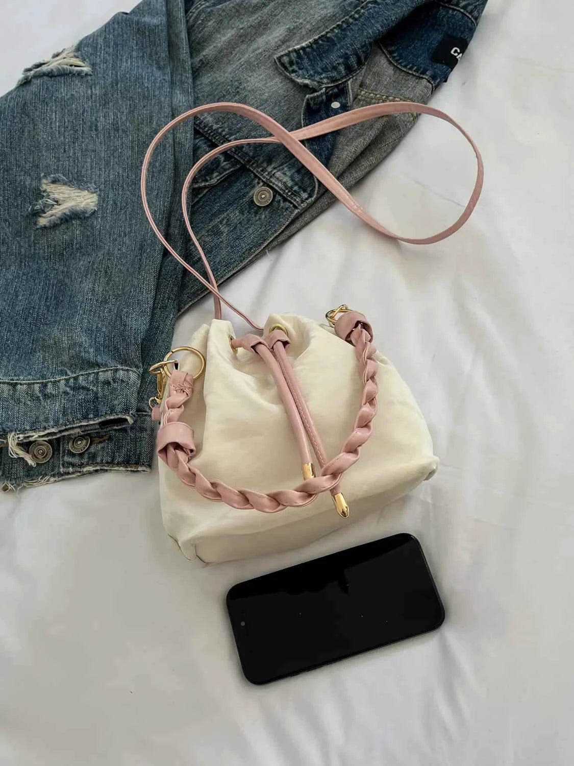 Drawstring PU Leather Bucket Bag Style C One Size for a perfect OOTD – dress to impress outfits from Amexza