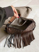PU Leather Fringe Studded Crossbody Bag for a perfect OOTD – dress to impress outfits from Amexza