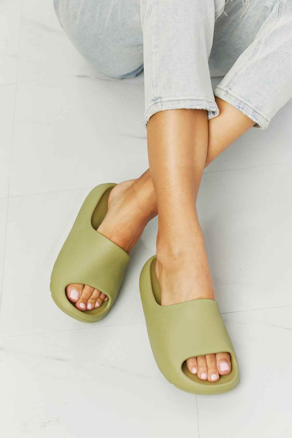 NOOK JOI In My Comfort Zone Slides in Green Sage for a perfect OOTD – dress to impress outfits from Amexza