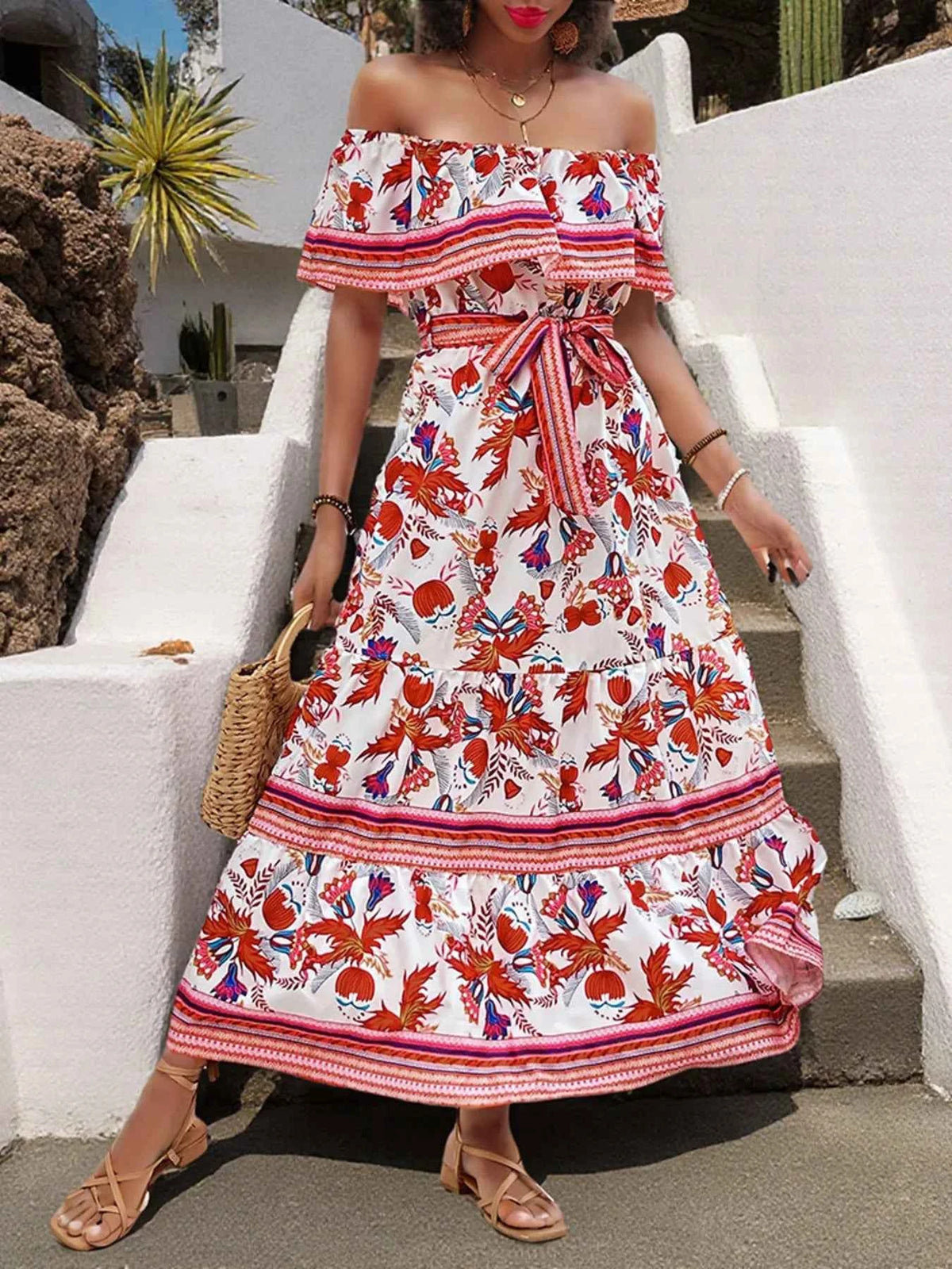 Off-Shoulder Floral Maxi Dress