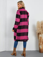 Plaid Double-Breasted Long Sleeve Coat - Amexza