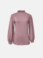 Full Size Mock Neck Long Sleeve T-Shirt - Amexza