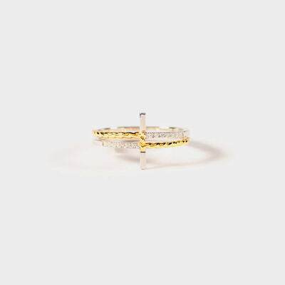 Cross Zircon 925 Sterling Silver Ring Gold for a perfect OOTD – dress to impress outfits from Amexza