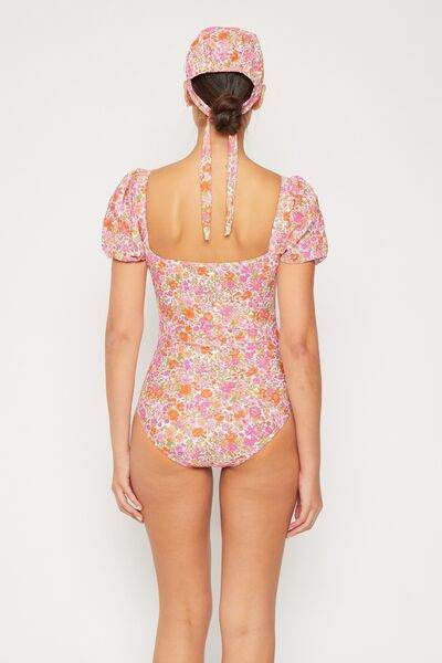 Marina West Swim Floral Puff Sleeve One-Piece for a perfect OOTD – dress to impress outfits from Amexza