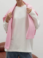 Round Neck Dropped Shoulder Long Sleeve T-Shirt - Amexza