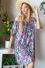 Heimish Full Size Off Shoulder Snake Mini Dress for a perfect OOTD – dress to impress outfits from Amexza