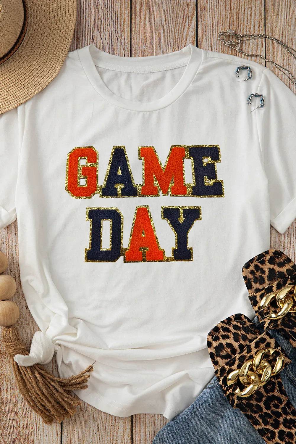 GAME DAY Round Neck Short Sleeve T-Shirt - Amexza