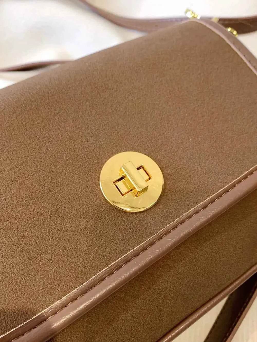 PU Leather Suede Twist-Lock Shoulder Bag for a perfect OOTD – dress to impress outfits from Amexza