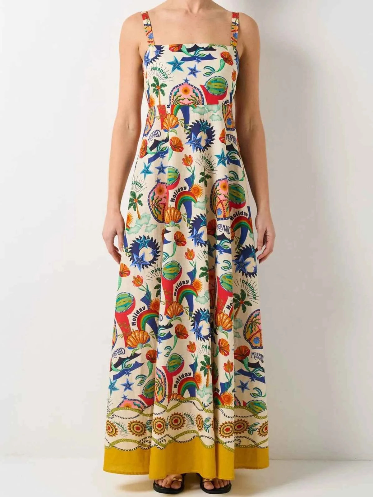 Printed Square Neck Maxi Dress
