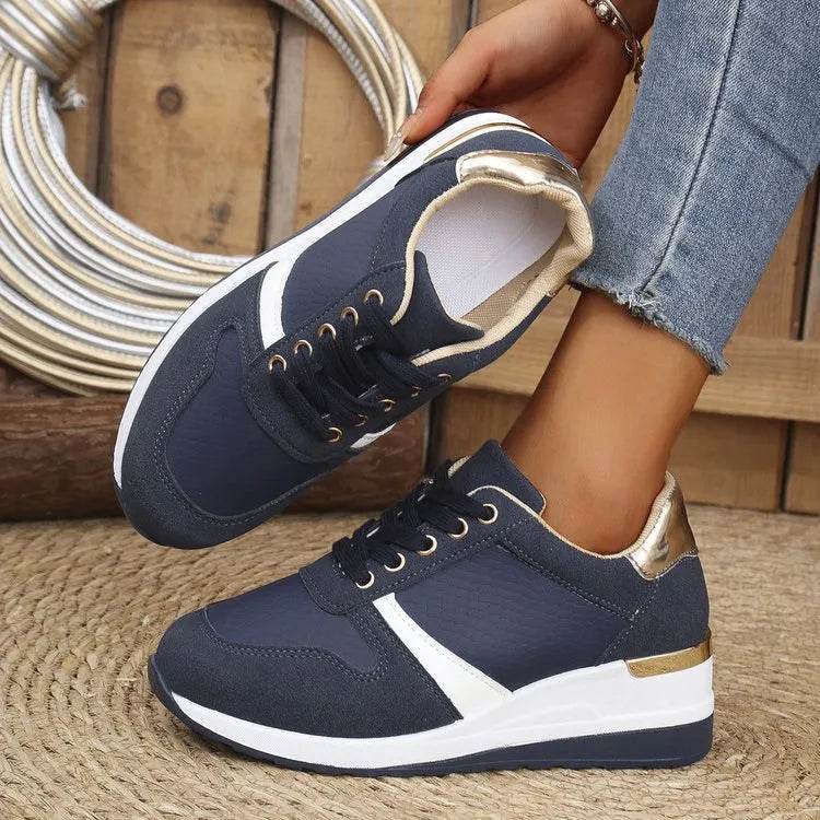 Lace Up Wedge Sneakers Navy for a perfect OOTD – dress to impress outfits from Amexza