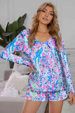 Round Neck Printed Top and Shorts Lounge Set for a perfect OOTD – dress to impress outfits from Amexza