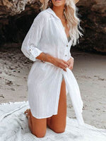 Button Up Roll-Tab Sleeve Cover-Up for a perfect OOTD – dress to impress outfits from Amexza