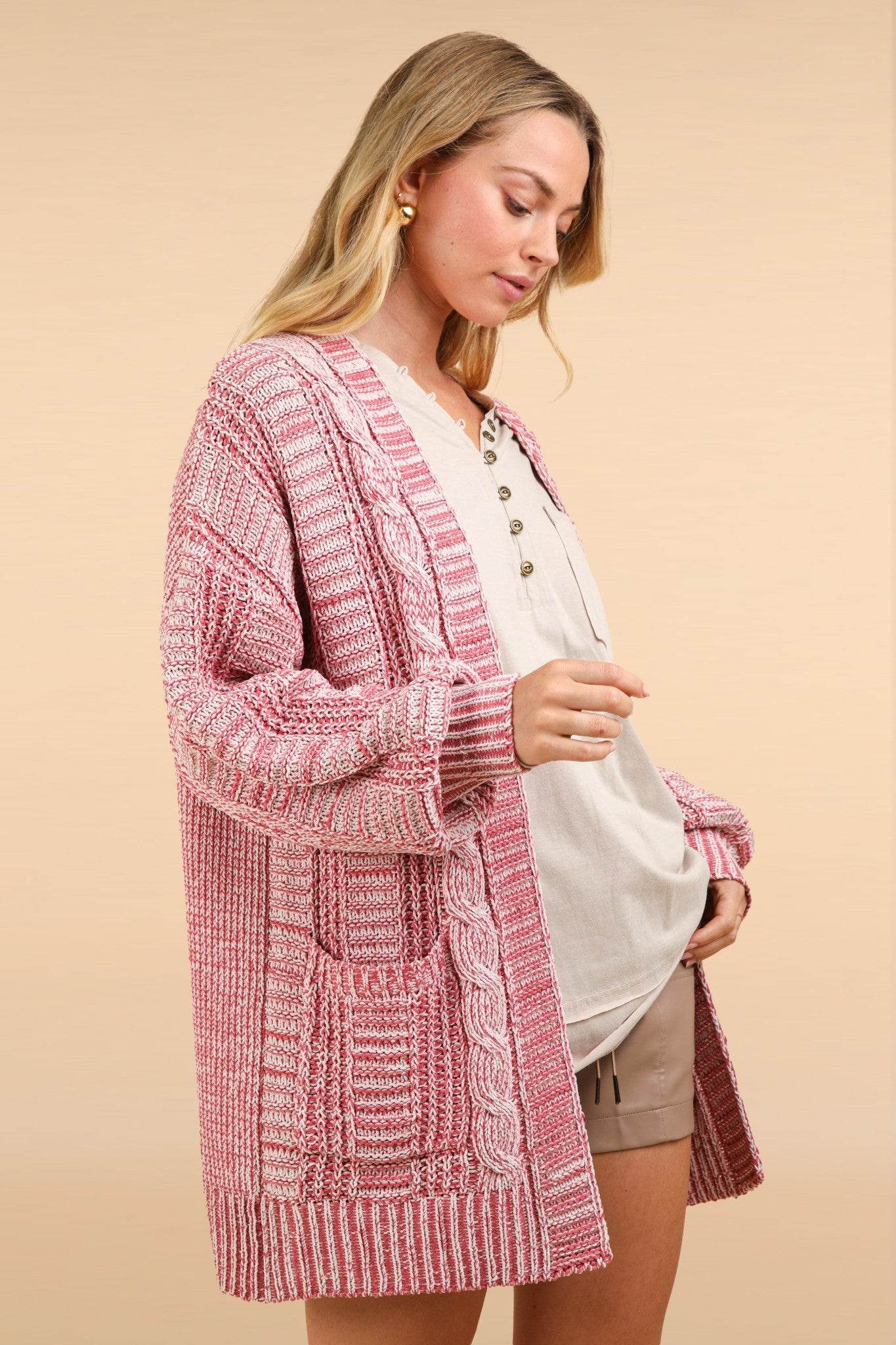 VERY J Cable Knit Open Front Cardigan for a perfect OOTD – dress to impress outfits from Amexza