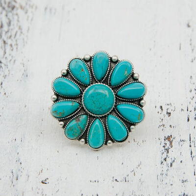 Artificial Turquoise Alloy Flower Ring for a perfect OOTD – dress to impress outfits from Amexza