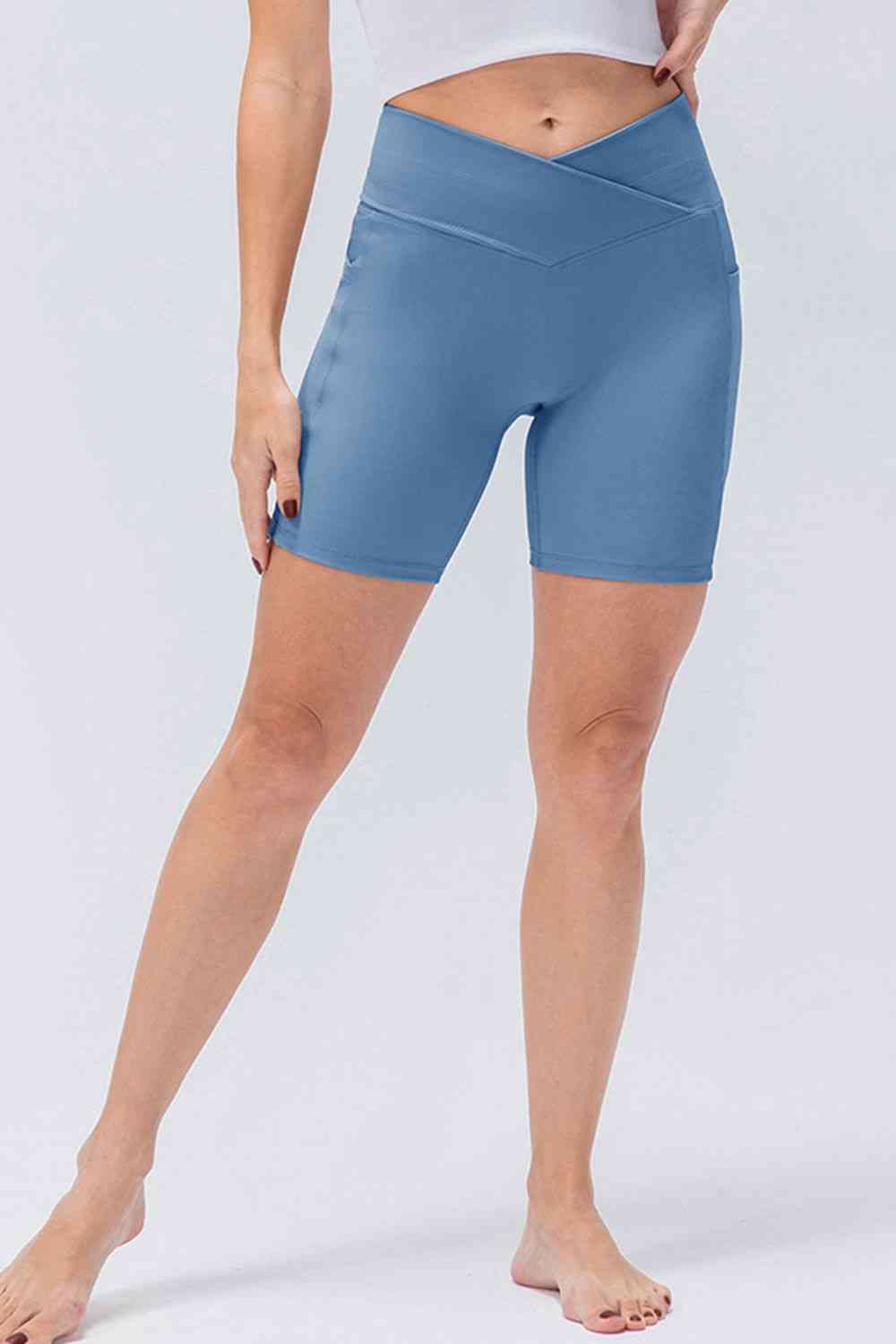 Slim Fit V-Waistband Sports Shorts Light Blue for a perfect OOTD – dress to impress outfits from Amexza