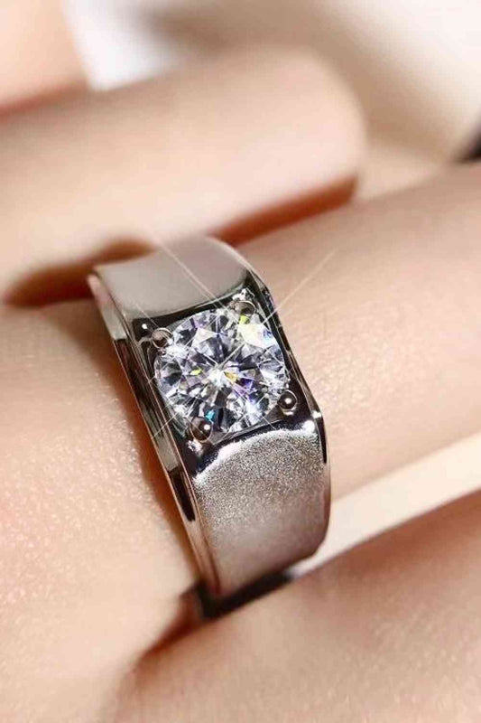 1 Carat Moissanite Wide Band Ring Silver for a perfect OOTD – dress to impress outfits from Amexza