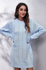 Cable-Knit Round Neck Sweater Dress for a perfect OOTD – dress to impress outfits from Amexza