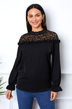 Leopard Frill Flounce Sleeve Blouse - Amexza