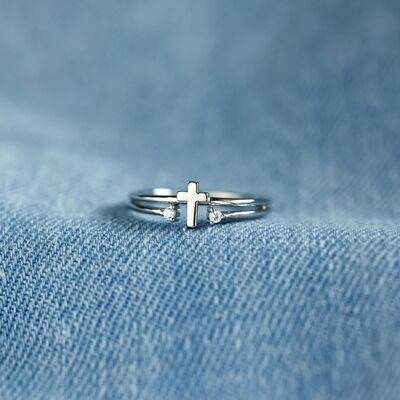 925 Sterling Silver Cross Ring Silver One Size for a perfect OOTD – dress to impress outfits from Amexza