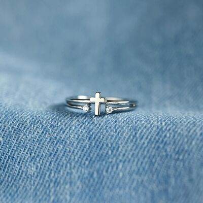 925 Sterling Silver Cross Ring Silver One Size for a perfect OOTD – dress to impress outfits from Amexza