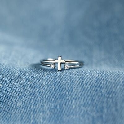 925 Sterling Silver Cross Ring Silver One Size for a perfect OOTD – dress to impress outfits from Amexza