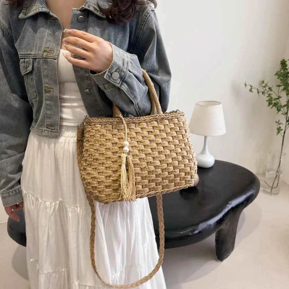 Braided Strap Paper Weave Shoulder Bag for a perfect OOTD – dress to impress outfits from Amexza