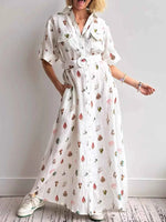 Printed Button Up Maxi Shirt Dress