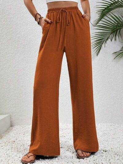 Wide Leg Drawstring Pants Caramel for a perfect OOTD – dress to impress outfits from Amexza