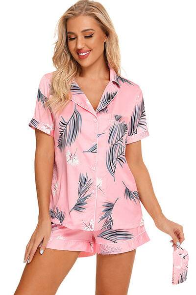 Printed Button Up Short Sleeve Top and Shorts Lounge Set for a perfect OOTD – dress to impress outfits from Amexza