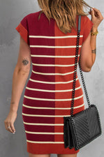 Striped Quarter Zip Cap Sleeve Sweater Dress for a perfect OOTD – dress to impress outfits from Amexza