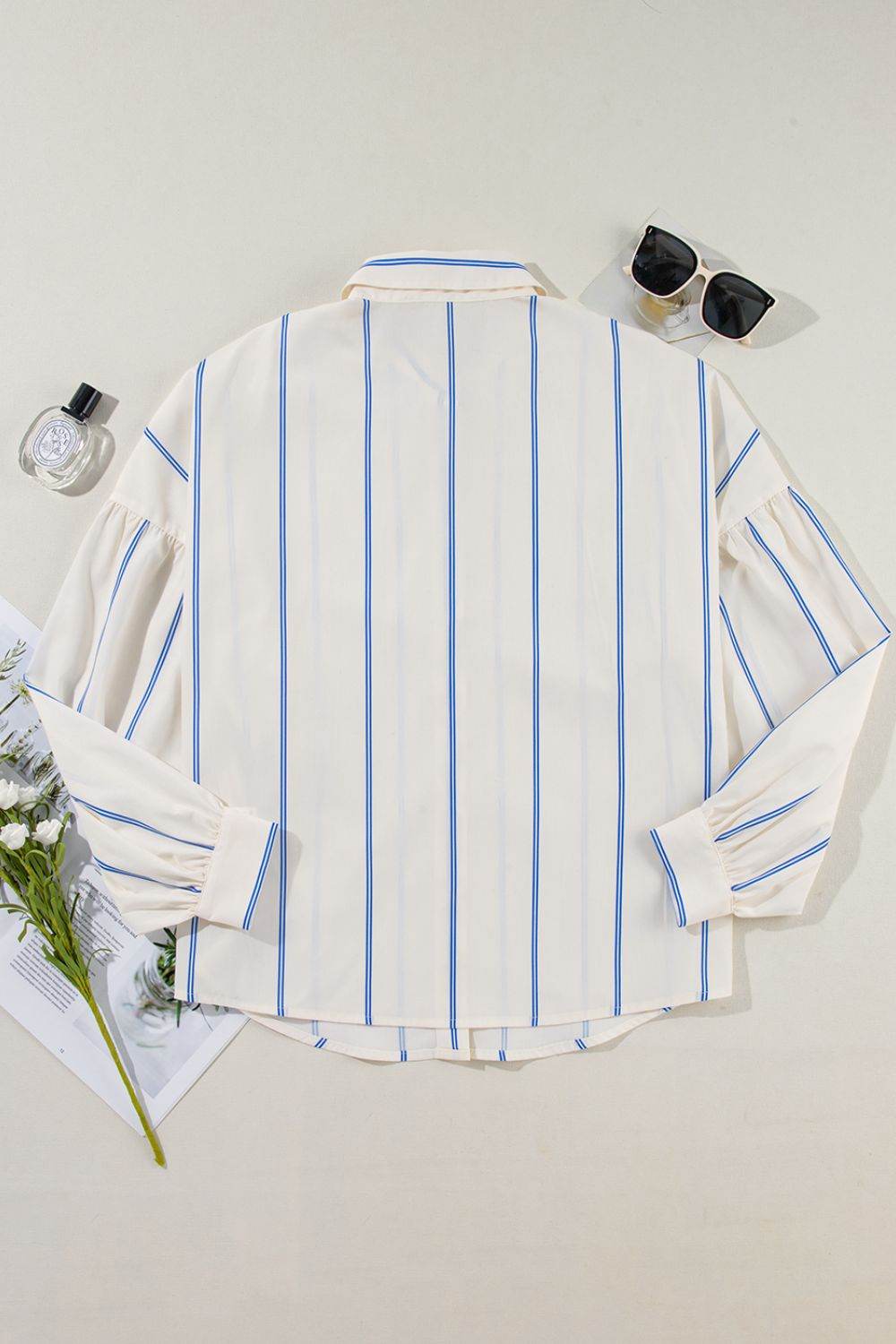 Stripe Drop Shoulder Long Sleeve Shirt for a perfect OOTD – dress to impress outfits from Amexza