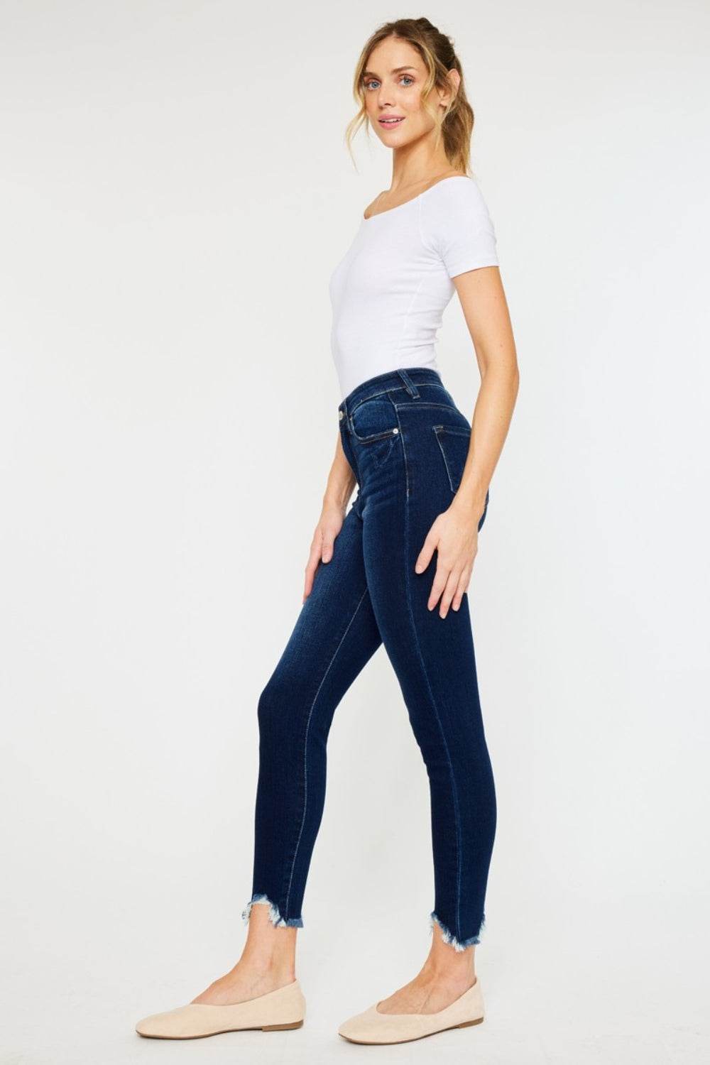 Full Size High Rise Frayed Ankle Skinny Jeans - Amexza