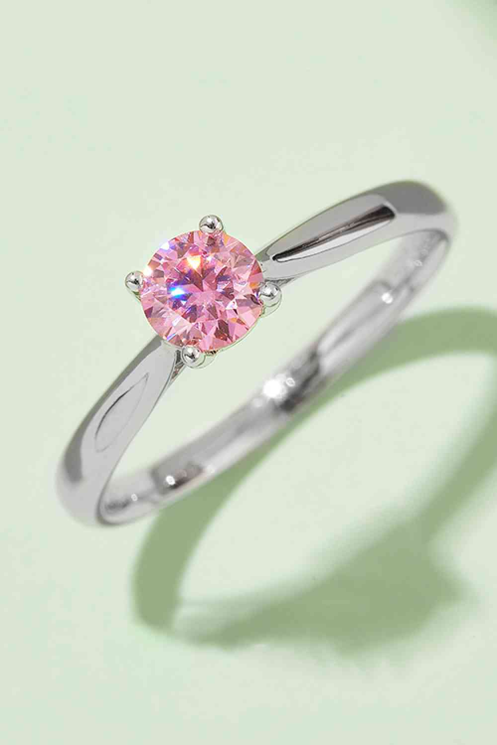 Moissanite Contrast 925 Sterling Silver Solitaire Ring Hot Pink for a perfect OOTD – dress to impress outfits from Amexza