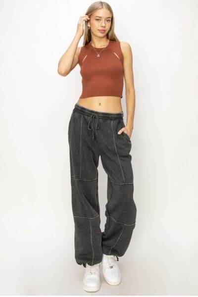 HYFVE Stitched Design Drawstring Sweatpants BLACK for a perfect OOTD – dress to impress outfits from Amexza