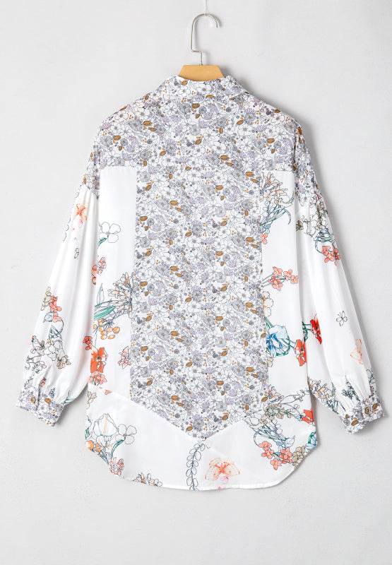 Floral Collared Neck Long Sleeve Shirt for a perfect OOTD – dress to impress outfits from Amexza