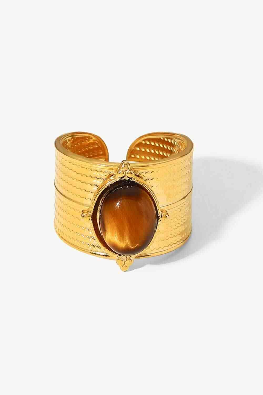 18K Gold-Plated Wide Open Ring Brown One Size for a perfect OOTD – dress to impress outfits from Amexza