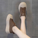 Round Toe Lace Up Platform Sneakers Dark Brown for a perfect OOTD – dress to impress outfits from Amexza