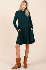 Mittoshop Mock Neck Long Sleeve Dress with Pockets for a perfect OOTD – dress to impress outfits from Amexza