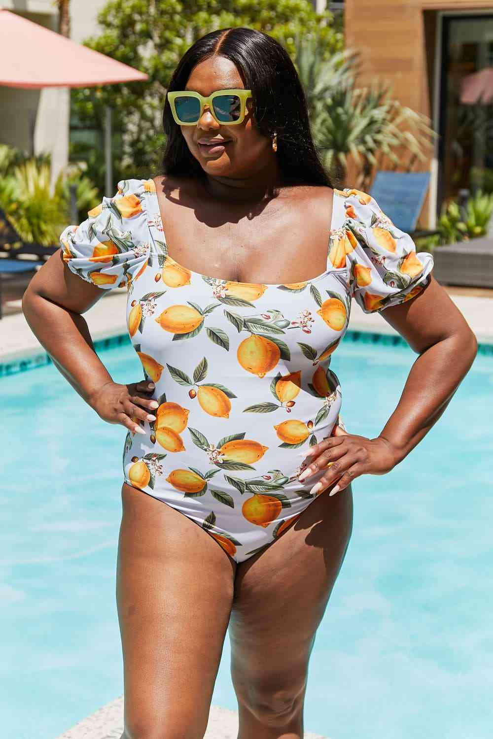 Marina West Swim Salty Air Puff Sleeve One-Piece in Citrus Orange for a perfect OOTD – dress to impress outfits from Amexza