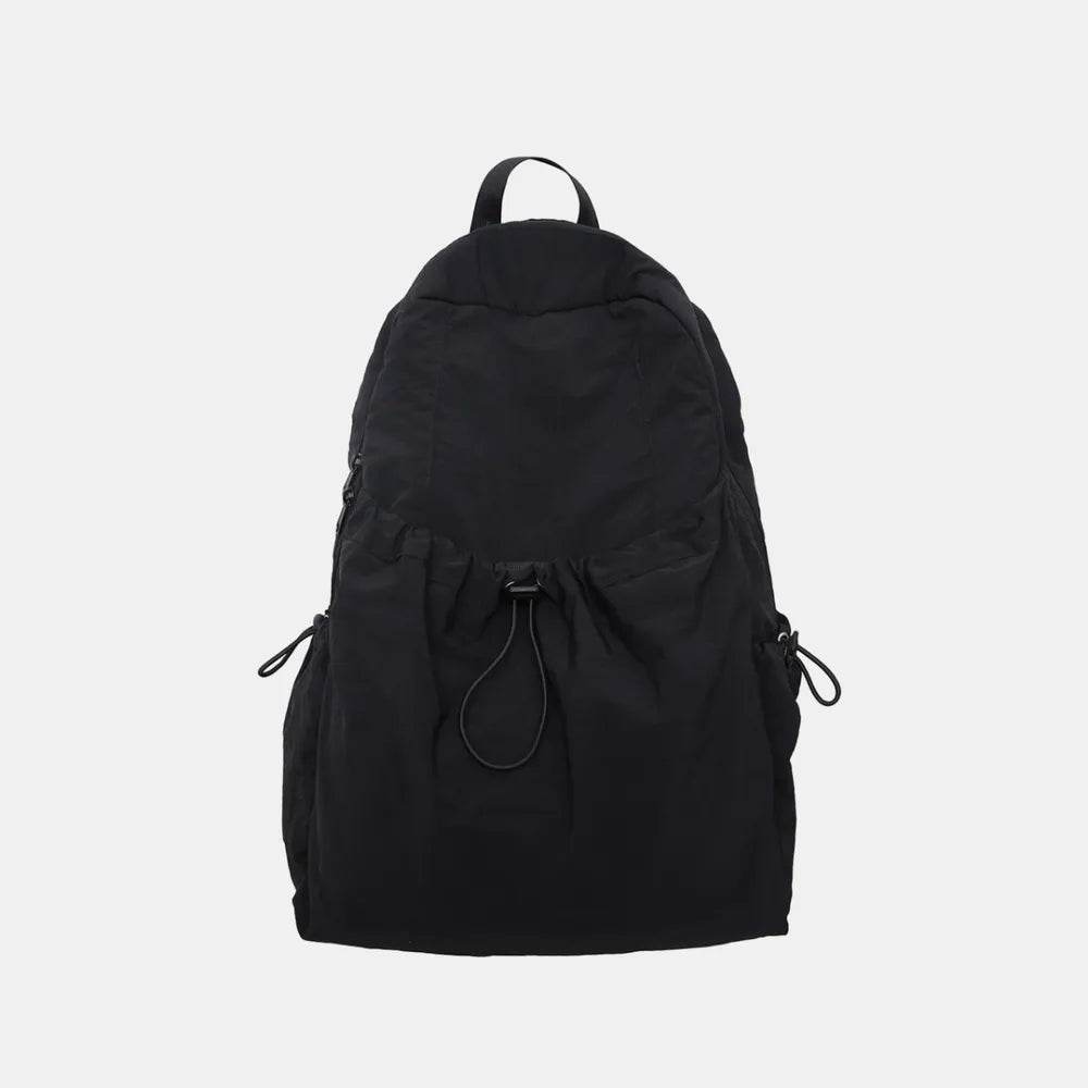 Drawstring Nylon Backpack Bag Black One Size for a perfect OOTD – dress to impress outfits from Amexza