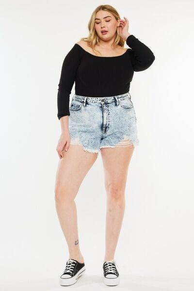 Kancan Full Size Distressed High Waist Denim Shorts for a perfect OOTD – dress to impress outfits from Amexza