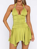 Ruched Halter Neck Bodycon Mini Dress